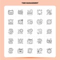 OutLine 25 Time Management Icon set. Vector Line Style Design Black Icons Set. Linear pictogram pack. Web and Mobile Business Royalty Free Stock Photo