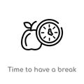 outline time to have a break vector icon. isolated black simple line element illustration from food concept. editable vector