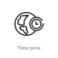 outline time zone vector icon. isolated black simple line element illustration from travel concept. editable vector stroke time