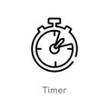 outline timer vector icon. isolated black simple line element illustration from hockey concept. editable vector stroke timer icon
