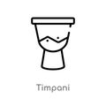 outline timpani vector icon. isolated black simple line element illustration from music concept. editable vector stroke timpani Royalty Free Stock Photo