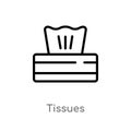 outline tissues vector icon. isolated black simple line element illustration from hygiene concept. editable vector stroke tissues