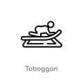 outline toboggan vector icon. isolated black simple line element illustration from entertainment concept. editable vector stroke