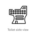 outline toilet side view vector icon. isolated black simple line element illustration from buildings concept. editable vector