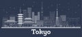 Outline Tokyo Japan City Skyline with White Buildings