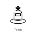 outline tomb vector icon. isolated black simple line element illustration from history concept. editable vector stroke tomb icon Royalty Free Stock Photo