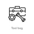 outline tool bag vector icon. isolated black simple line element illustration from construction concept. editable vector stroke Royalty Free Stock Photo