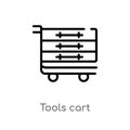 outline tools cart vector icon. isolated black simple line element illustration from commerce concept. editable vector stroke