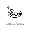 outline tooth extraction vector icon. isolated black simple line element illustration from dentist concept. editable vector stroke Royalty Free Stock Photo