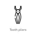 outline tooth pliers vector icon. isolated black simple line element illustration from dentist concept. editable vector stroke Royalty Free Stock Photo