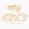 Outline Top Side View Indian Masala Dosa Vector Illustration Royalty Free Stock Photo