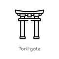 outline torii gate vector icon. isolated black simple line element illustration from asian concept. editable vector stroke torii Royalty Free Stock Photo