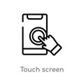 outline touch screen vector icon. isolated black simple line element illustration from augmented reality concept. editable vector