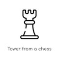 outline tower from a chess set vector icon. isolated black simple line element illustration from sports concept. editable vector