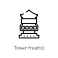 outline tower freefall vector icon. isolated black simple line element illustration from other concept. editable vector stroke