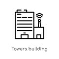 outline towers building transmission vector icon. isolated black simple line element illustration from buildings concept. editable