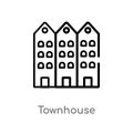 outline townhouse vector icon. isolated black simple line element illustration from buildings concept. editable vector stroke Royalty Free Stock Photo