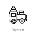 outline toy train vector icon. isolated black simple line element illustration from hobbies concept. editable vector stroke toy