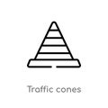 outline traffic cones vector icon. isolated black simple line element illustration from signaling concept. editable vector stroke Royalty Free Stock Photo