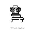 outline train rails vector icon. isolated black simple line element illustration from desert concept. editable vector stroke train Royalty Free Stock Photo