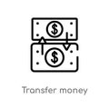 outline transfer money vector icon. isolated black simple line element illustration from payment methods concept. editable vector Royalty Free Stock Photo
