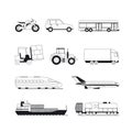 Outline transport black icons Royalty Free Stock Photo