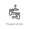 outline trapeze artists vector icon. isolated black simple line element illustration from animals concept. editable vector stroke