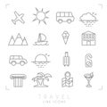 Outline travel line icons