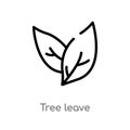 outline tree leave vector icon. isolated black simple line element illustration from nature concept. editable vector stroke tree