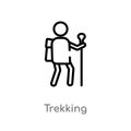 outline trekking vector icon. isolated black simple line element illustration from hobbies concept. editable vector stroke