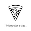 outline triangular pizza slice vector icon. isolated black simple line element illustration from food concept. editable vector