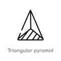 outline triangular pyramid from top view vector icon. isolated black simple line element illustration from shapes concept. Royalty Free Stock Photo