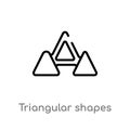 outline triangular shapes forming waves vector icon. isolated black simple line element illustration from geometry concept.