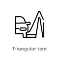 outline triangular tent vector icon. isolated black simple line element illustration from mechanicons concept. editable vector