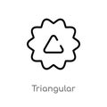 outline triangular vector icon. isolated black simple line element illustration from user interface concept. editable vector