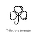 outline trifoliate ternate vector icon. isolated black simple line element illustration from nature concept. editable vector