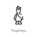 outline troglodyte vector icon. isolated black simple line element illustration from stone age concept. editable vector stroke