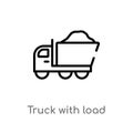 outline truck with load vector icon. isolated black simple line element illustration from construction concept. editable vector Royalty Free Stock Photo