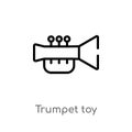 outline trumpet toy vector icon. isolated black simple line element illustration from toys concept. editable vector stroke trumpet Royalty Free Stock Photo