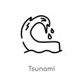 outline tsunami vector icon. isolated black simple line element illustration from weather concept. editable vector stroke tsunami