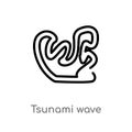 outline tsunami wave vector icon. isolated black simple line element illustration from meteorology concept. editable vector stroke