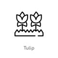 outline tulip vector icon. isolated black simple line element illustration from gardening concept. editable vector stroke tulip Royalty Free Stock Photo