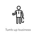 outline tumb up business man vector icon. isolated black simple line element illustration from people concept. editable vector