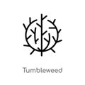 outline tumbleweed vector icon. isolated black simple line element illustration from wild west concept. editable vector stroke