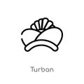 outline turban vector icon. isolated black simple line element illustration from india concept. editable vector stroke turban icon