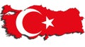 Outline of Turkey with the national flag