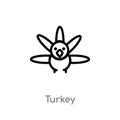 outline turkey vector icon. isolated black simple line element illustration from thanksgiving concept. editable vector stroke Royalty Free Stock Photo