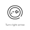 outline turn right arrow with broken line vector icon. isolated black simple line element illustration from user interface concept Royalty Free Stock Photo