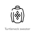outline turtleneck sweater vector icon. isolated black simple line element illustration from winter concept. editable vector