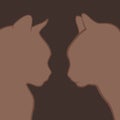 Outline of two cat muzzles